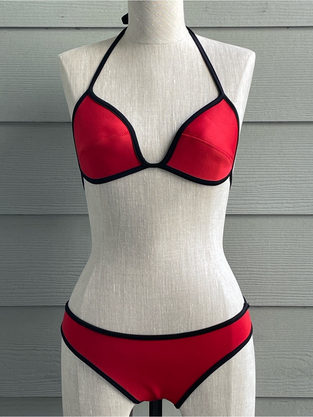Woman’s Red / Black Neoprene 2-piece  Bikini Set - BNWOT